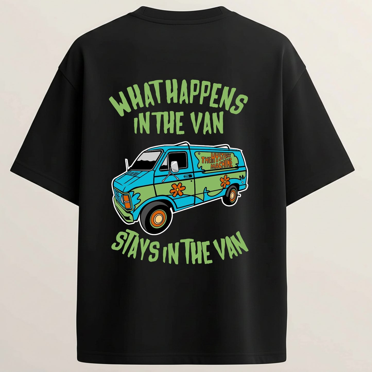 Van Life French Terry Oversized 5-Sleeve T-Shirt  - Midnight Black