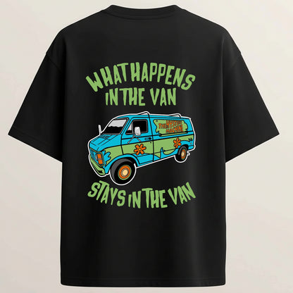 Van Life French Terry Oversized 5-Sleeve T-Shirt  - Midnight Black
