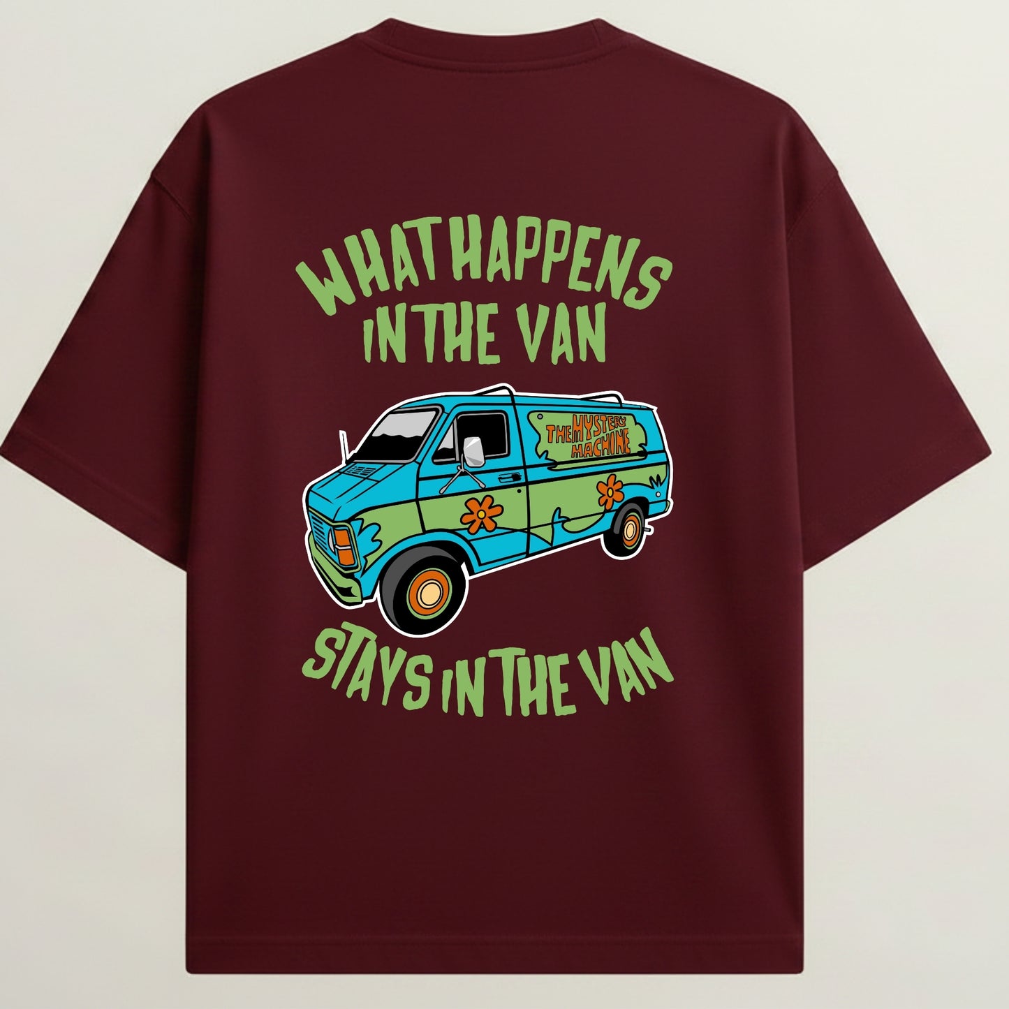 Van Life French Terry Oversized 5-Sleeve T-Shirt  - Royal Maroon