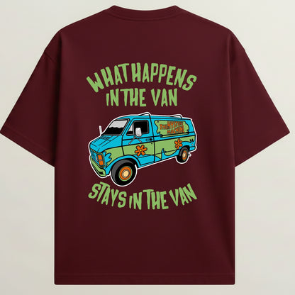 Van Life French Terry Oversized 5-Sleeve T-Shirt  - Royal Maroon