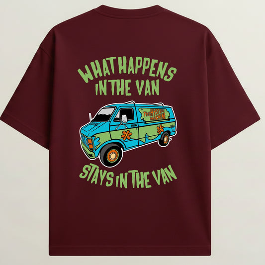 Van Life French Terry Oversized 5-Sleeve T-Shirt  - Royal Maroon