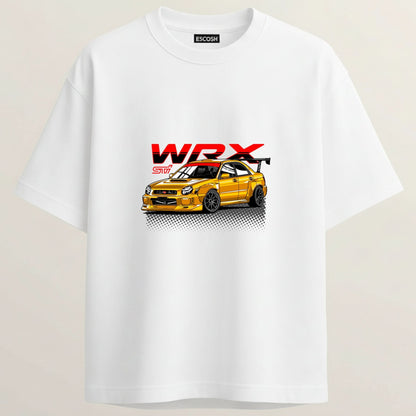 Subaru WRX French Terry Oversized 5-Sleeve T-Shirt  -  White