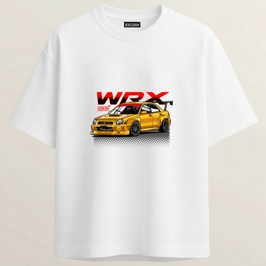 Subaru WRX French Terry Oversized 5-Sleeve T-Shirt  -  White