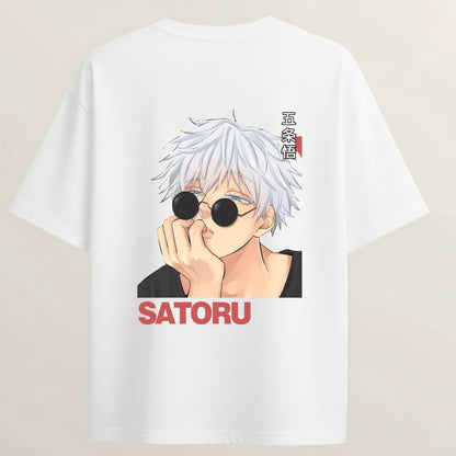 Satoru Limitless French Terry Oversized 5-Sleeve T-Shirt  - White