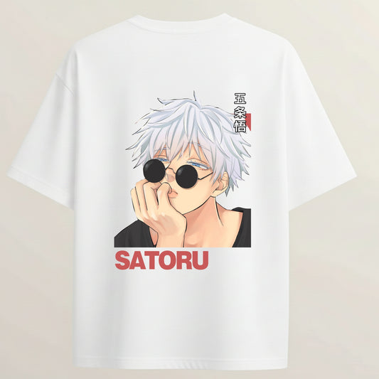 Satoru Limitless French Terry Oversized 5-Sleeve T-Shirt  - White