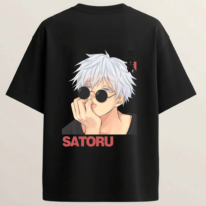Satoru Limitless French Terry Oversized 5-Sleeve T-Shirt  - Midnight Black