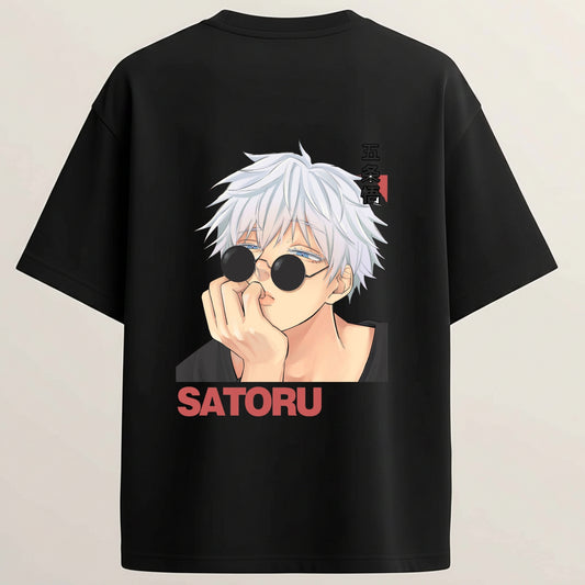 Satoru Limitless French Terry Oversized 5-Sleeve T-Shirt  - Midnight Black