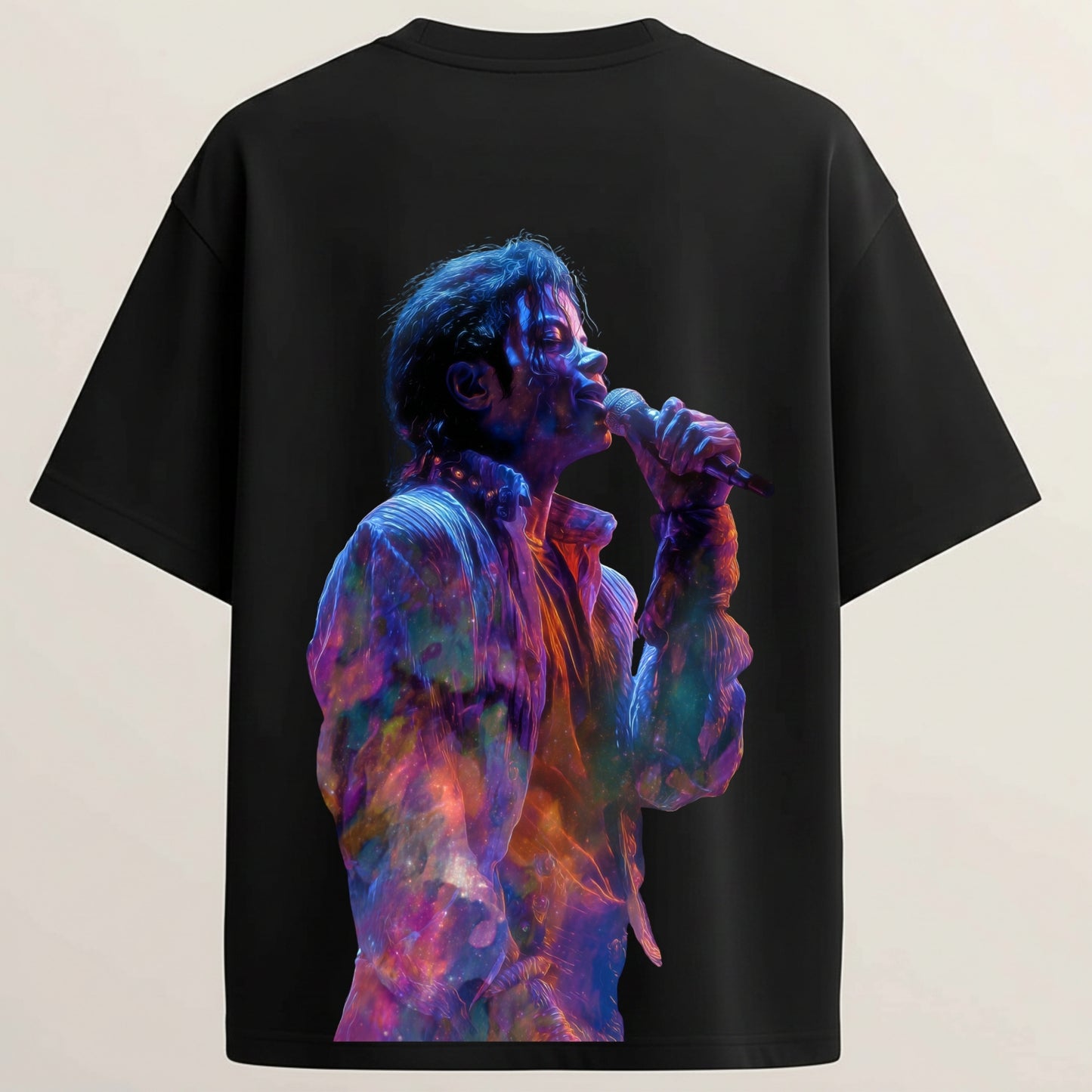 Michael Jackson French Terry Oversized 5-Sleeve T-Shirt  - Midnight Black