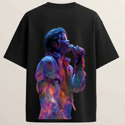 Michael Jackson French Terry Oversized 5-Sleeve T-Shirt  - Midnight Black