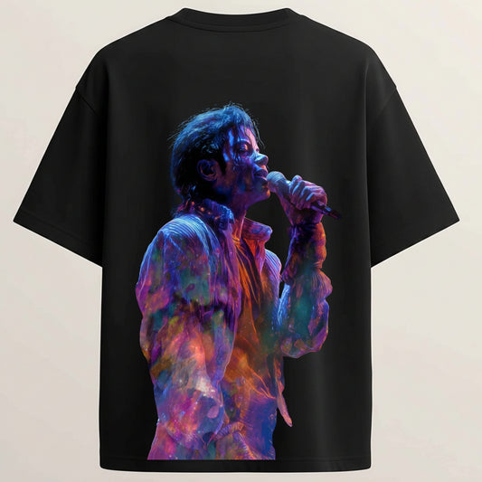 Michael Jackson French Terry Oversized 5-Sleeve T-Shirt  - Midnight Black