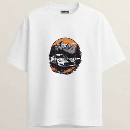 CORVETTE C6 EDITION French Terry Oversized 5-Sleeve T-Shirt  -  White