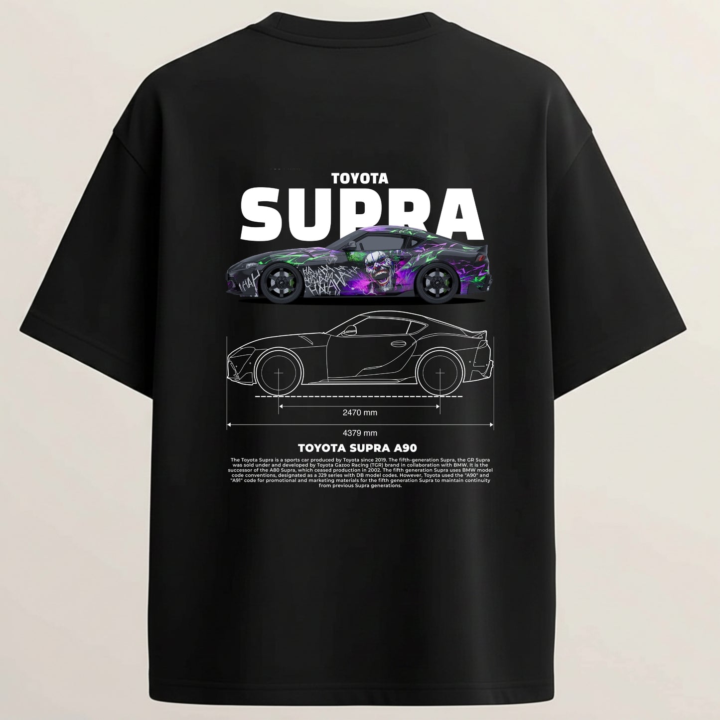 Supra French Terry Oversized 5-Sleeve T-Shirt  - Midnight Black