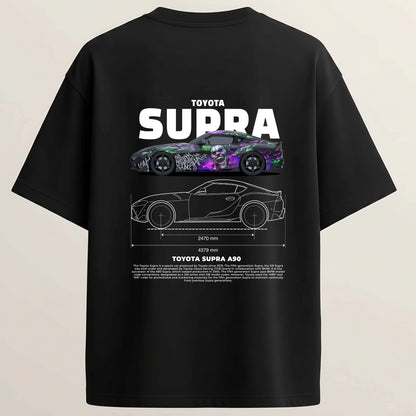 Supra French Terry Oversized 5-Sleeve T-Shirt  - Midnight Black