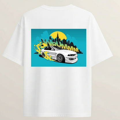 JDM Tokyo Drift French Terry Oversized 5-Sleeve T-Shirt  - White