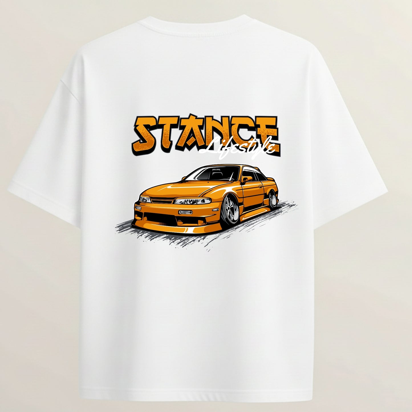 JDM Stance French Terry Oversized 5-Sleeve T-Shirt  - White