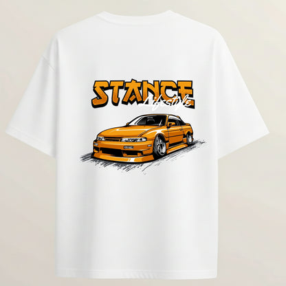 JDM Stance French Terry Oversized 5-Sleeve T-Shirt  - White