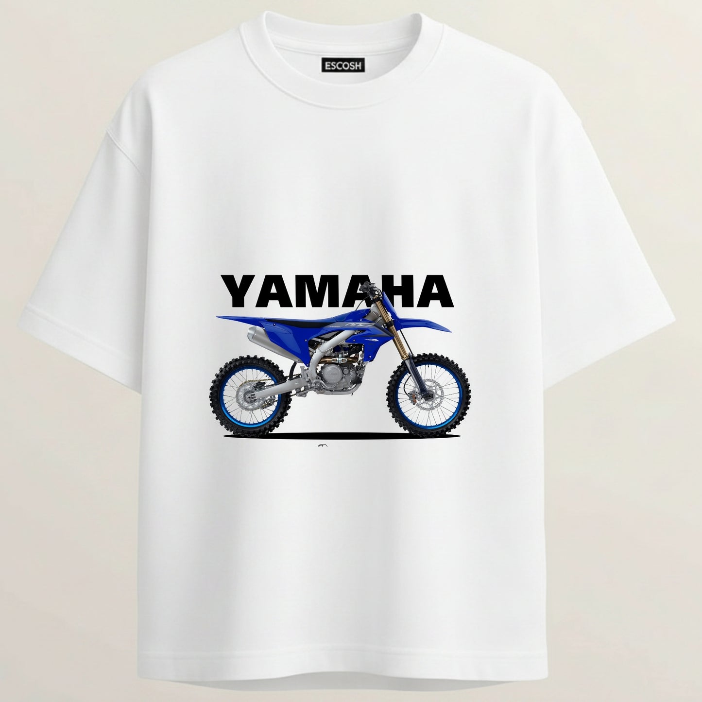Yamaha Dirt Bike French Terry Oversized 5-Sleeve T-Shirt  - White