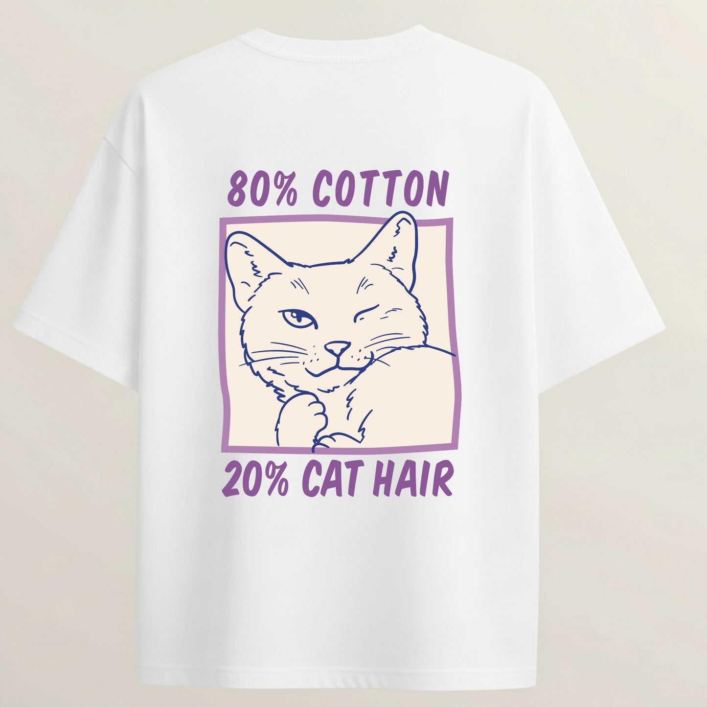 Cat Love Club Playful French Terry Oversized 5-Sleeve T-Shirt  - White