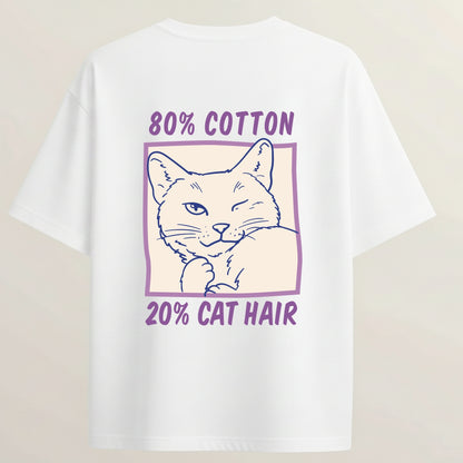 Cat Love Club Playful French Terry Oversized 5-Sleeve T-Shirt  - White