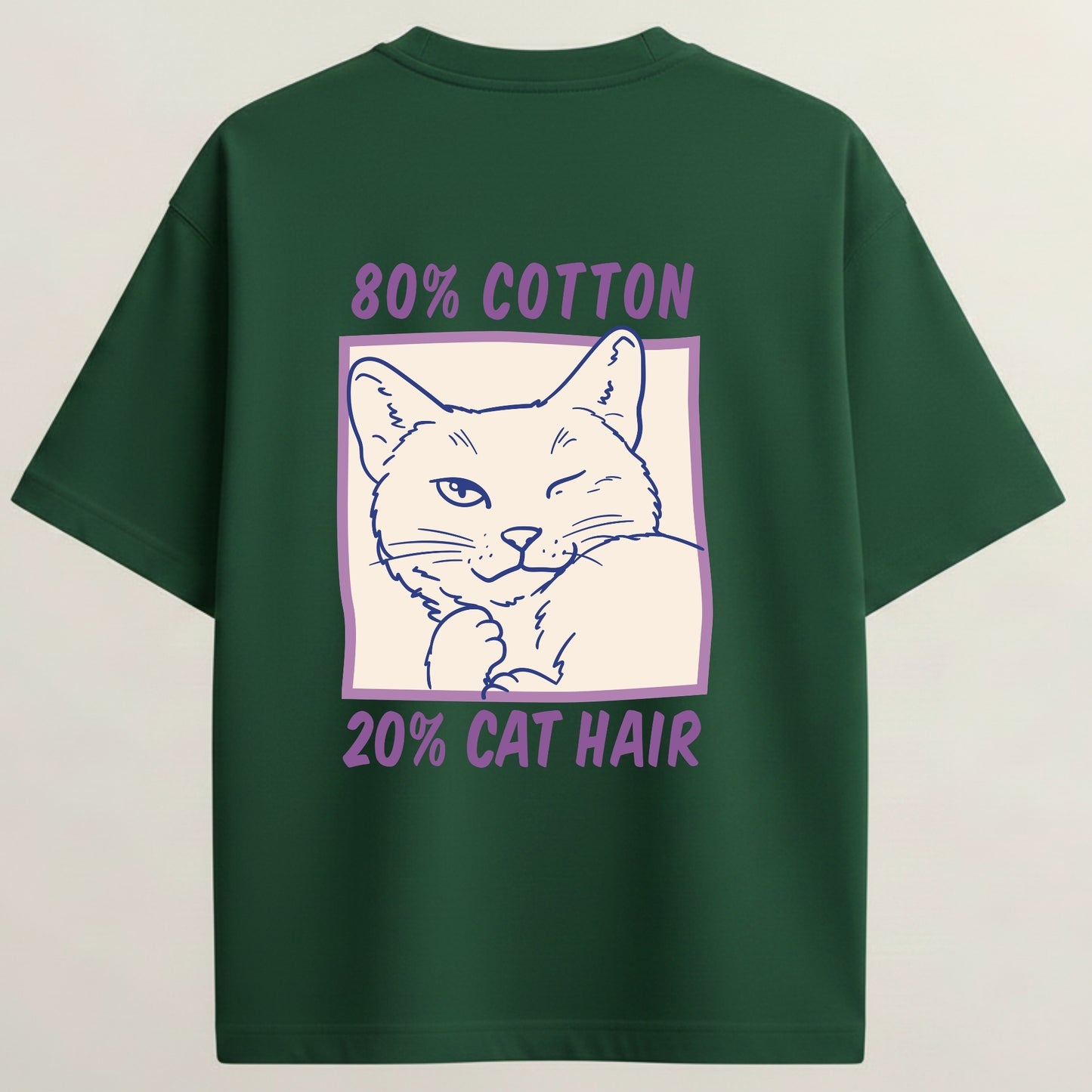 Cat Love Club Playful French Terry Oversized 5-Sleeve T-Shirt  - Bottle Green