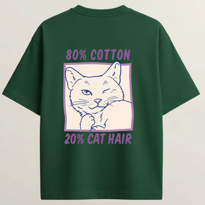 Cat Love Club Playful French Terry Oversized 5-Sleeve T-Shirt  - Bottle Green