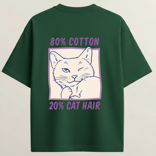 Cat Love Club Playful French Terry Oversized 5-Sleeve T-Shirt  - Bottle Green