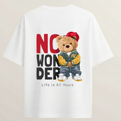 No Wonder French Terry Oversized 5-Sleeve T-Shirt  - White