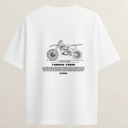 Yamaha Dirt Bike French Terry Oversized 5-Sleeve T-Shirt  - White
