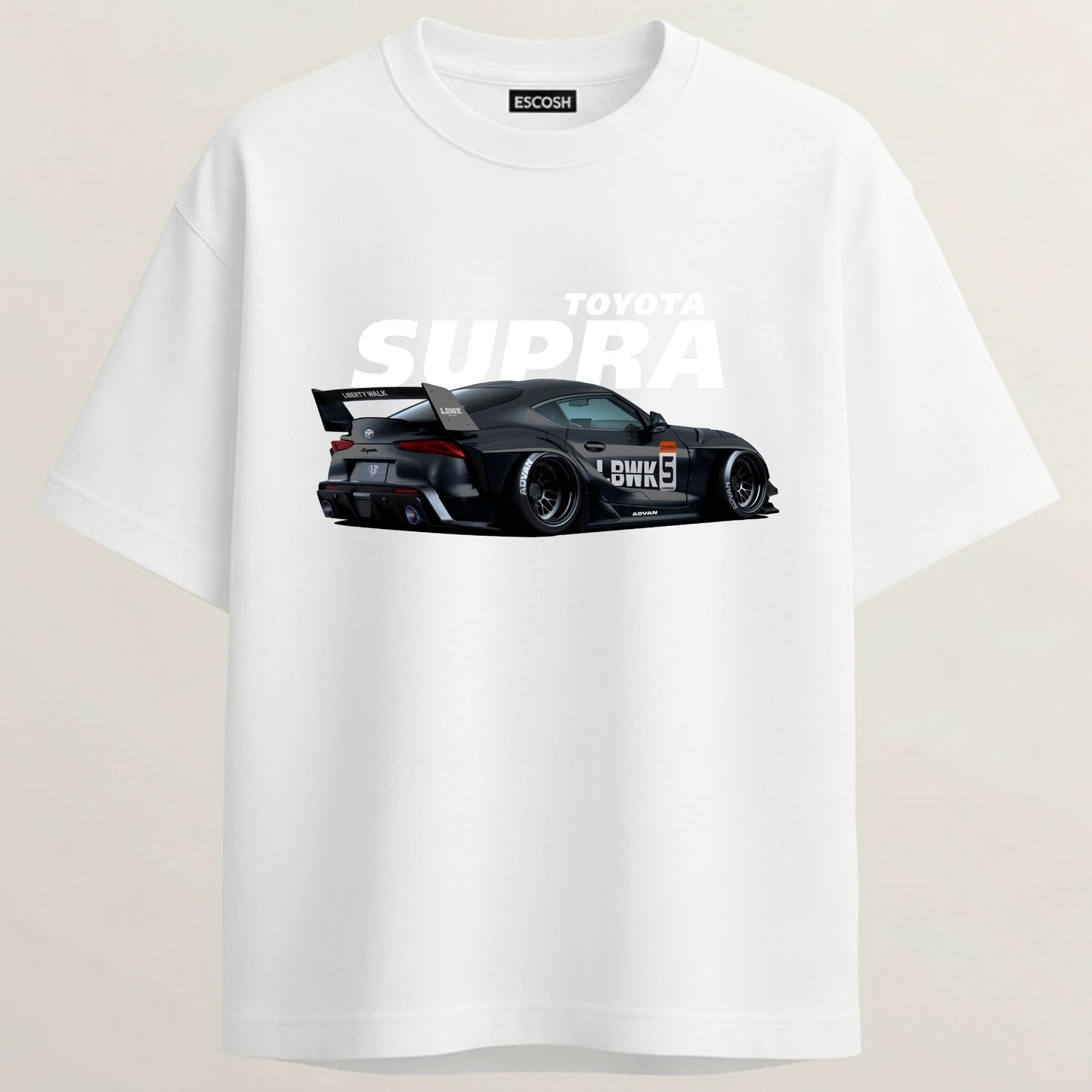 Toyota Supra Terry Oversized 5-Sleeve T-Shirt - White