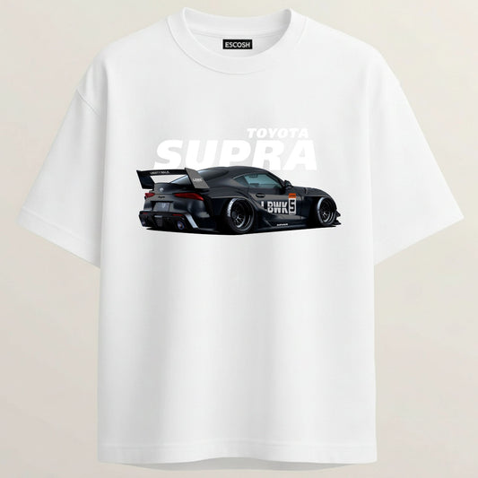 Toyota Supra Terry Oversized 5-Sleeve T-Shirt - White