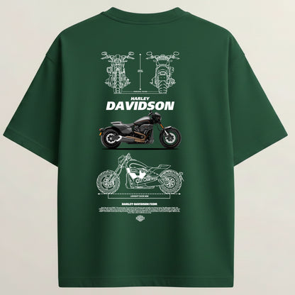 Harley-Davidson French Terry Oversized 5-Sleeve T-Shirt  - Bottle Green