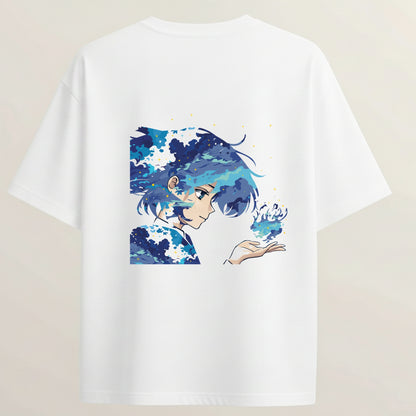 Dream Girl French Terry Oversized 5-Sleeve T-Shirt  - White