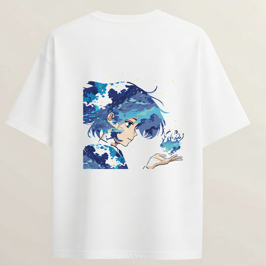 Dream Girl French Terry Oversized 5-Sleeve T-Shirt  - White