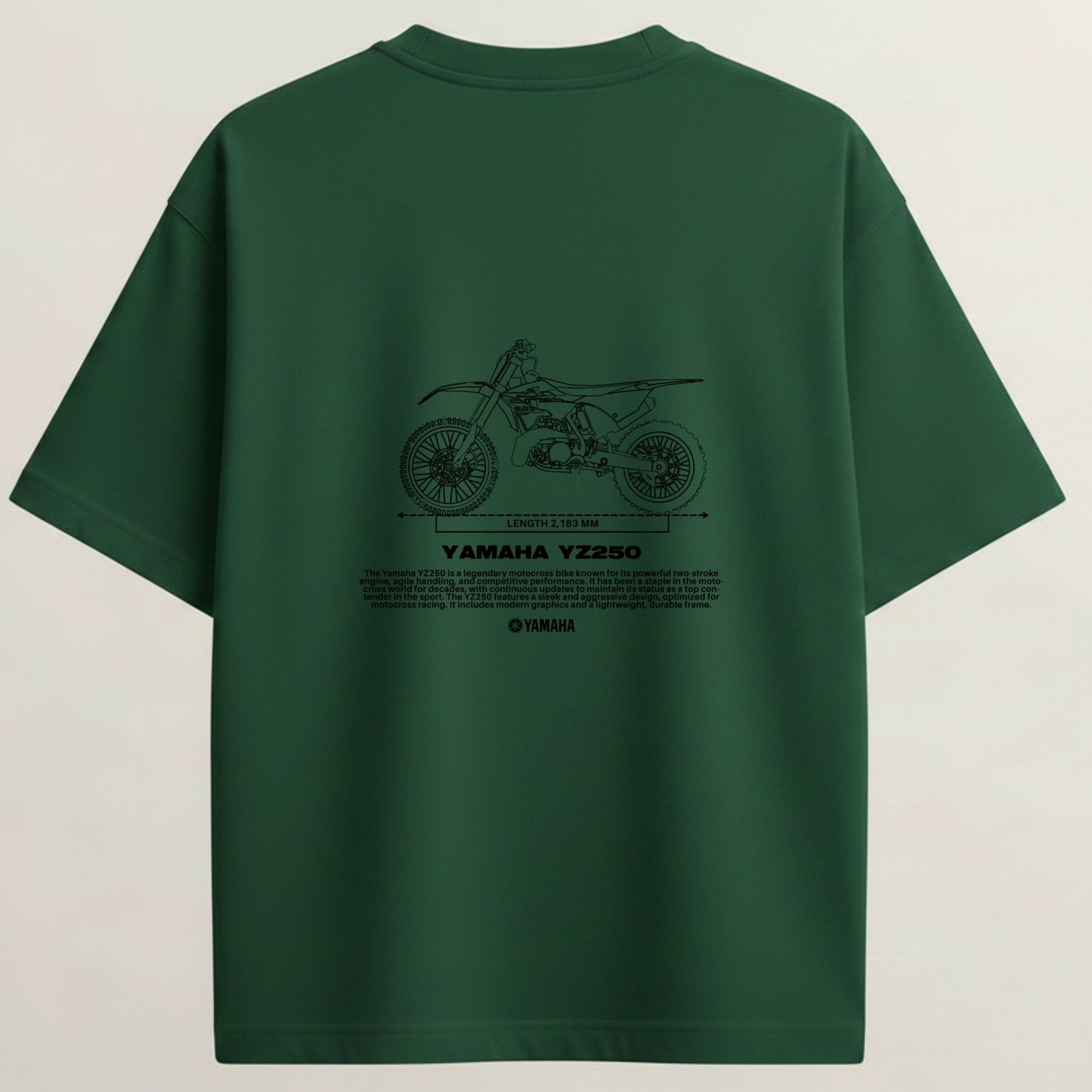 Yamaha Dirt Bike French Terry Oversized 5-Sleeve T-Shirt  - Bottle Green
