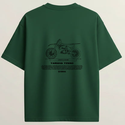 Yamaha Dirt Bike French Terry Oversized 5-Sleeve T-Shirt  - Bottle Green