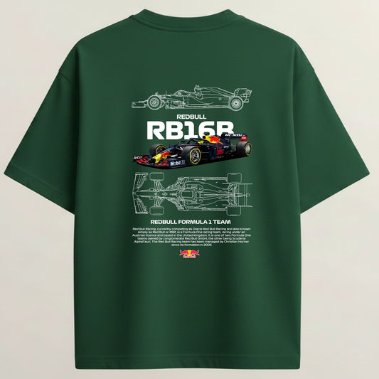 F1-RB16B French Terry Oversized 5-Sleeve T-Shirt  - Bottle Green