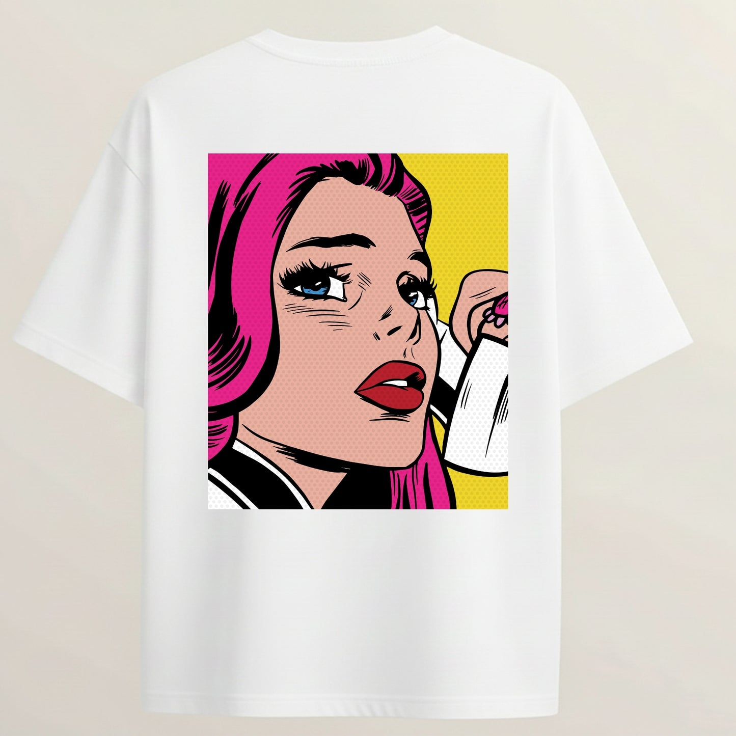 Pretty Crush Girl French Terry Oversized 5-Sleeve T-Shirt  - White