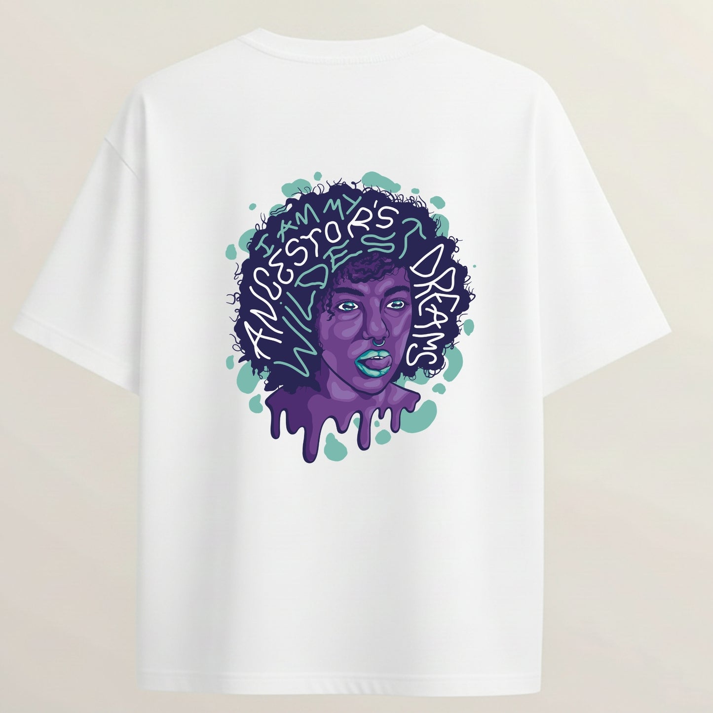 Graffiti Girl French Terry Oversized 5-Sleeve T-Shirt  - White