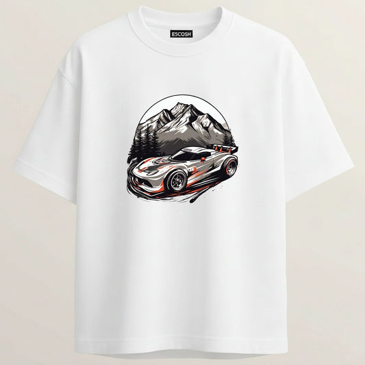 Exige Series 3 French Terry Oversized 5-Sleeve T-Shirt  - White