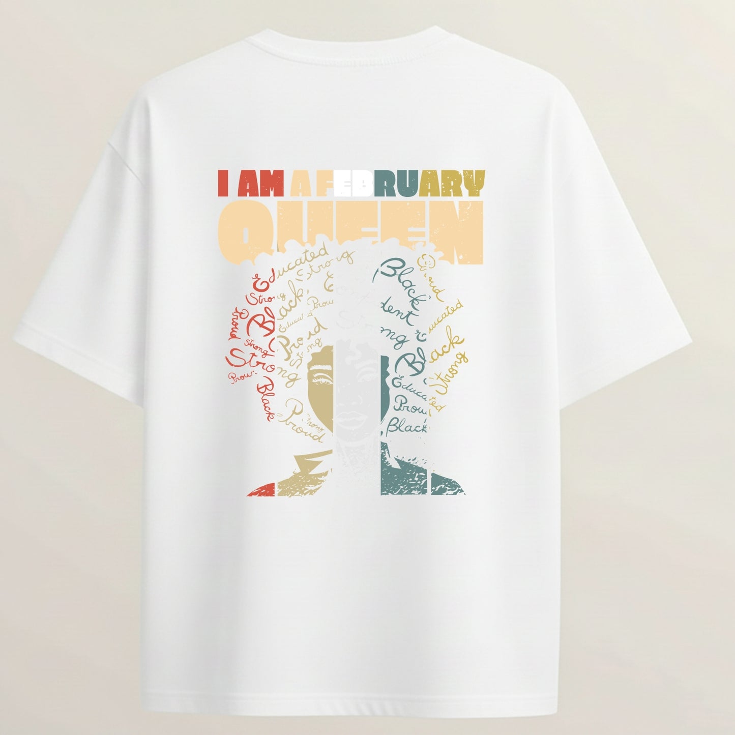 February Aura Girl French Terry Oversized 5-Sleeve T-Shirt  - White