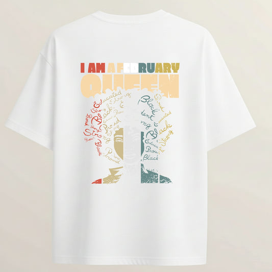 February Aura Girl French Terry Oversized 5-Sleeve T-Shirt  - White