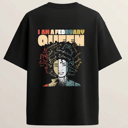 February Aura Girl French Terry Oversized 5-Sleeve T-Shirt  - Midnight Black