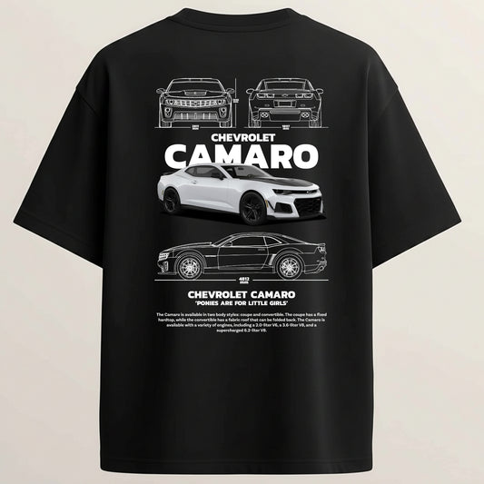Chevrolet Camaro French Terry Oversized 5-Sleeve T-Shirt  - Midnight Black