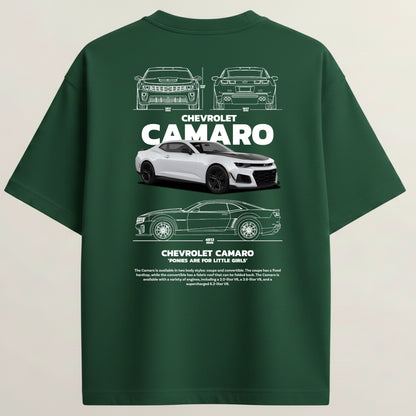 Chevrolet Camaro French Terry Oversized 5-Sleeve T-Shirt  - Bottle Green