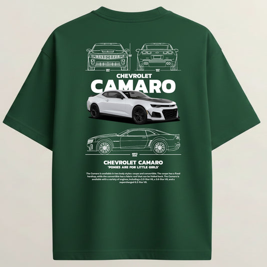 Chevrolet Camaro French Terry Oversized 5-Sleeve T-Shirt  - Bottle Green