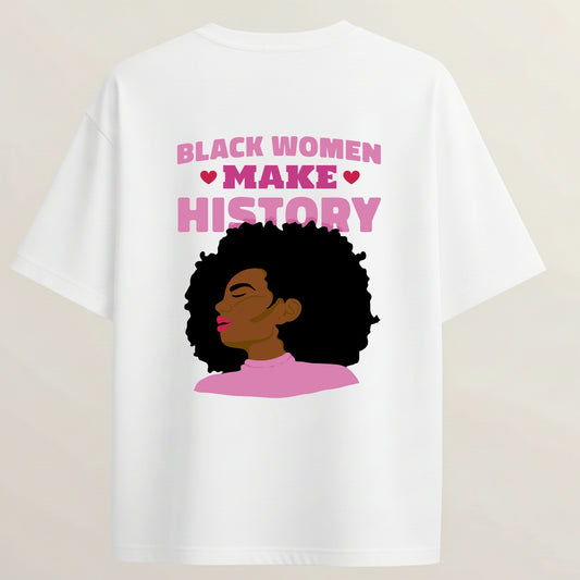 Queen of History French Terry Oversized 5-Sleeve T-Shirt  - White