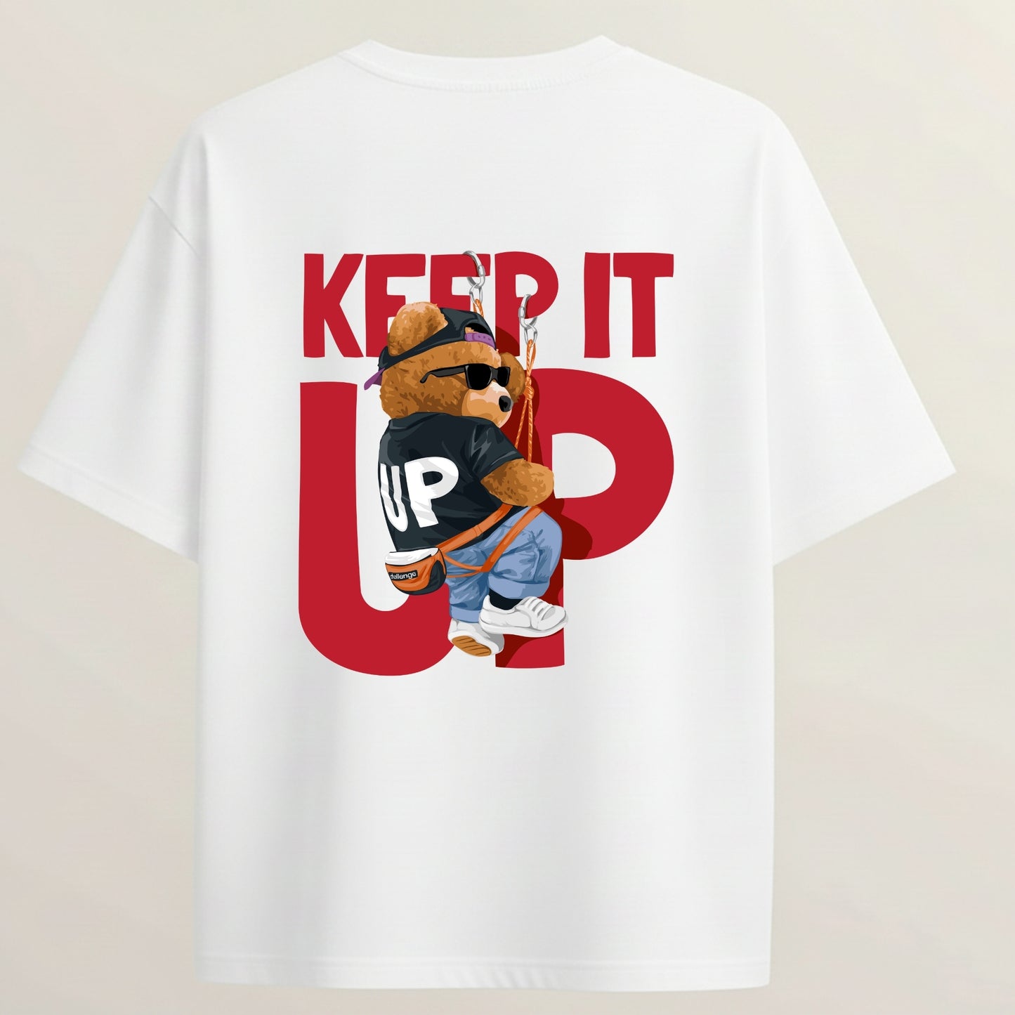 Keep It Up French Terry Oversized 5-Sleeve T-Shirt  - White