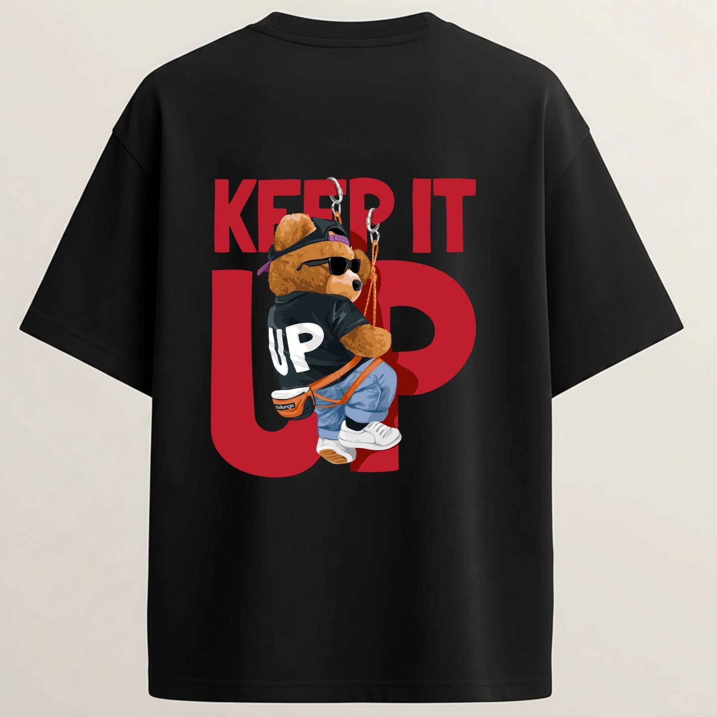 Keep It Up French Terry Oversized 5-Sleeve T-Shirt  - Midnight Black
