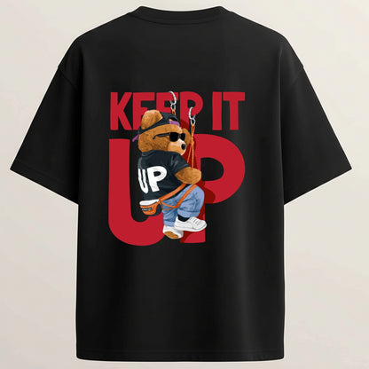 Keep It Up French Terry Oversized 5-Sleeve T-Shirt  - Midnight Black