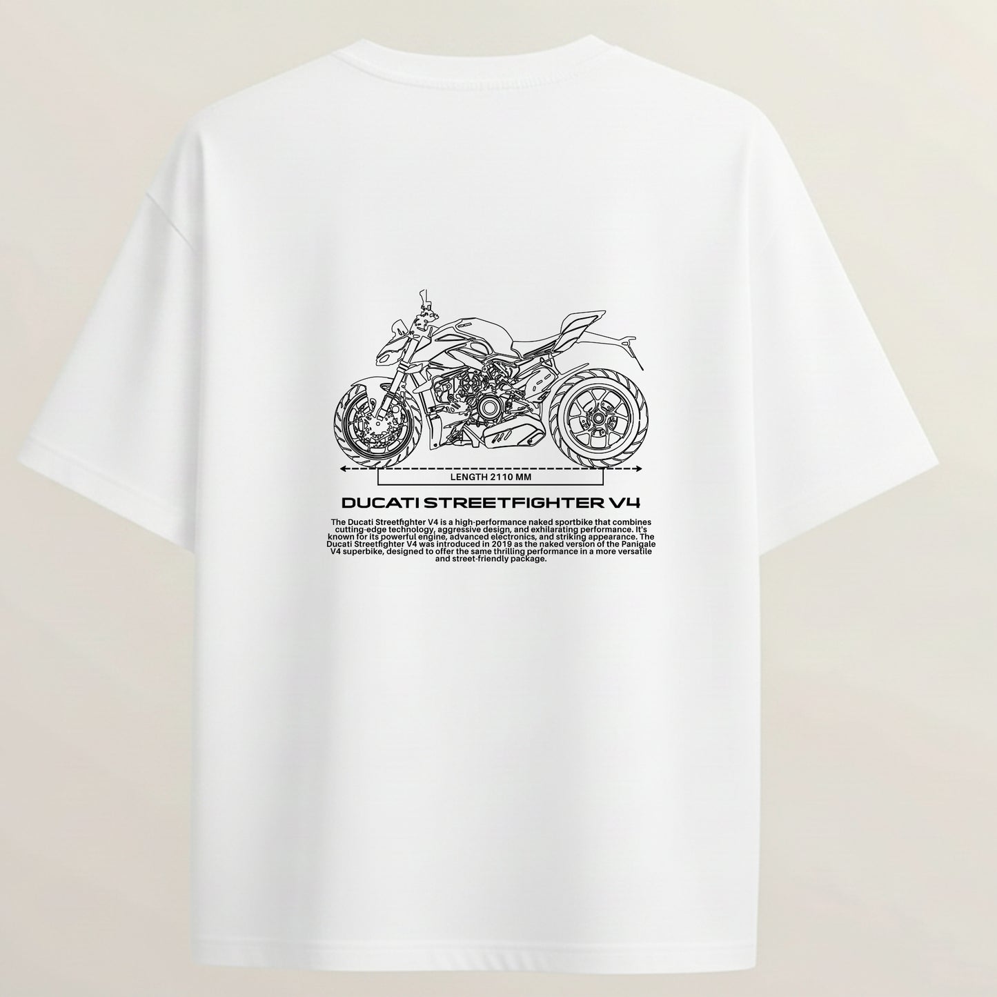 Ducati Streetfighter French Terry Oversized 5-Sleeve T-Shirt  - White